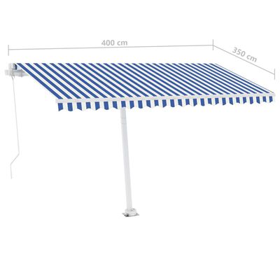 vidaXL Manual Retractable Awning with LED 400x350 cm Blue and White