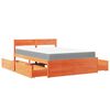 vidaXL Bed with Drawers and Mattress Wax Brown 120x190 cm Small Double Solid Wood Pine