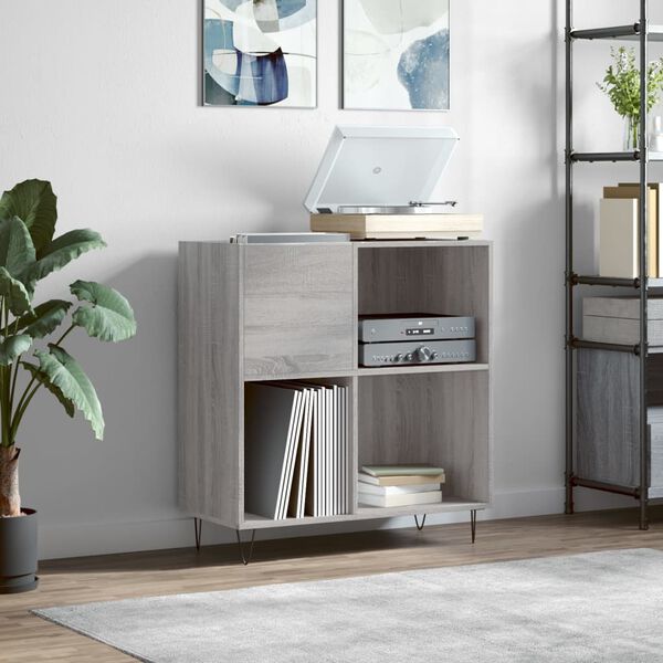 vidaXL Record Cabinet Grey Sonoma 84.5x38x89 cm Engineered Wood