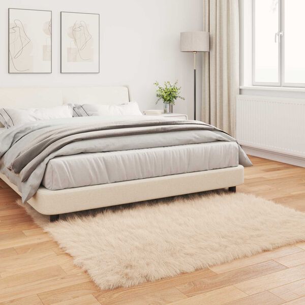 vidaXL Faux Sheepskin Rug Tafalla Beige 120 x 120 cm Polyester
