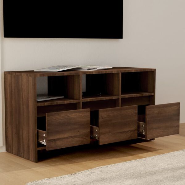 vidaXL TV Cabinet Brown Oak 102x37.5x52.5 cm Engineered Wood
