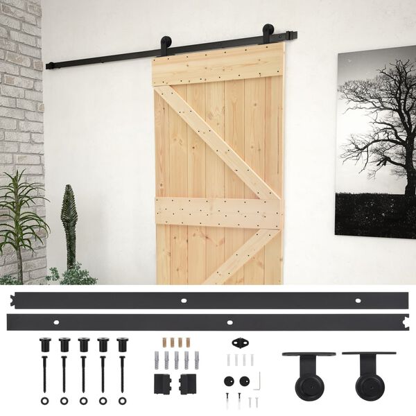 vidaXL Sliding Door with Hardware Set 80x210 cm Solid Pine Wood