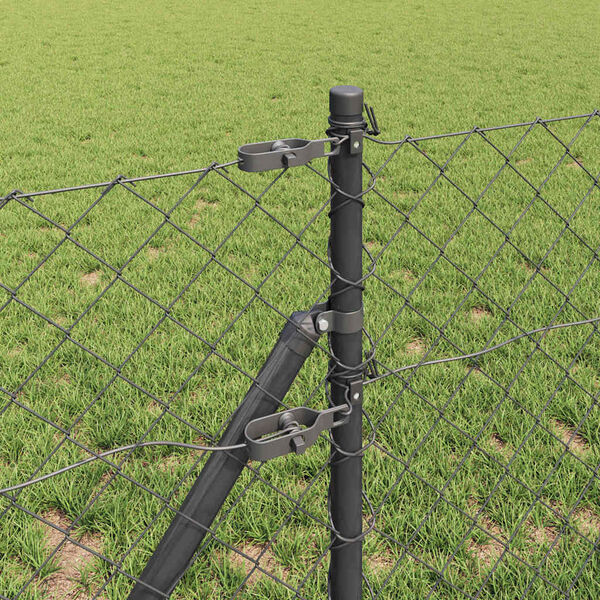 vidaXL Fence Post Grey 25 x 0.4 m (60 x 60 mm mesh) Steel and PVC