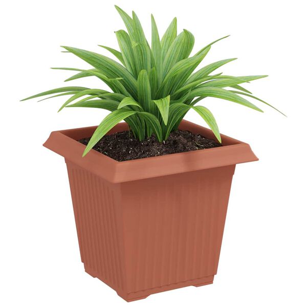 vidaXL Square Flower Pot 24 pcs Brick Red 16 x 16 x 14 cm Plastic