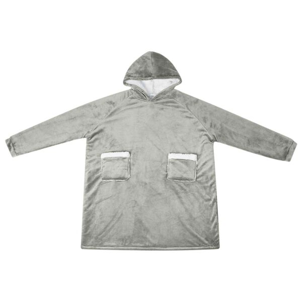 vidaXL Blanket Hoodie Grey M Fleece and Flannel