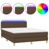 vidaXL Box Spring Bed with Mattress&LED Dark Brown 140x190cm Fabric
