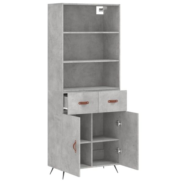 vidaXL Highboard Concrete Grey 69.5x34x180 cm Engineered Wood