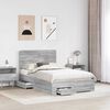 vidaXL Bed Frame with Drawer Grey Sonoma 120 x 190 cm Engineered Wood