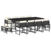 vidaXL 13 Piece Garden Dining Set with Cushions Black Poly Rattan