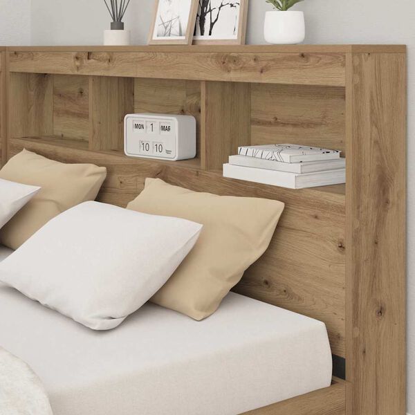 vidaXL Storage Headboard with Shelf Artisan Oak 150 cm Engineered Wood