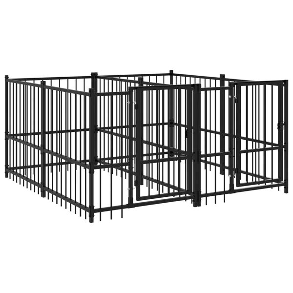 vidaXL Outdoor Dog Kennel Steel 3.75 m&sup2;