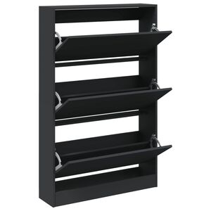vidaXL Shoe Cabinet Black 80x21x125.5 cm Engineered Wood