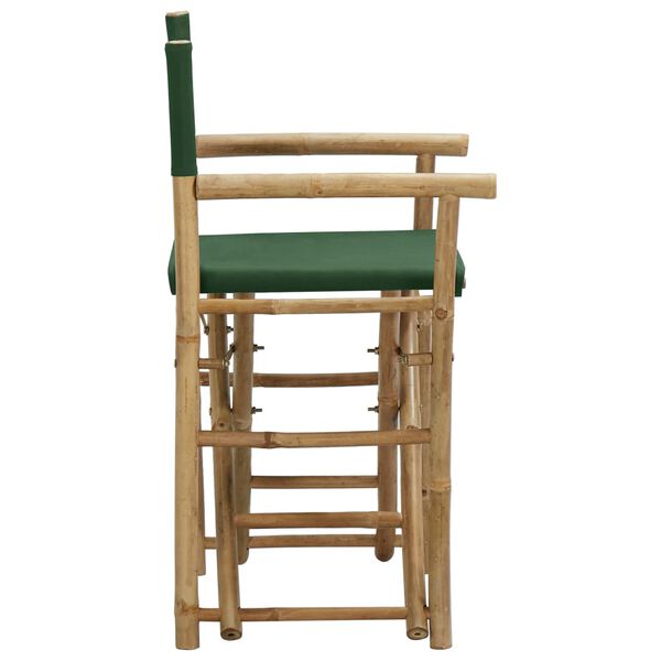 vidaXL Folding Director's Chairs 2 pcs Green Bamboo and Fabric