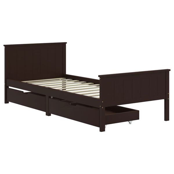 vidaXL Bed Frame without Mattress Dark Brown 90x200 cm Solid Wood
