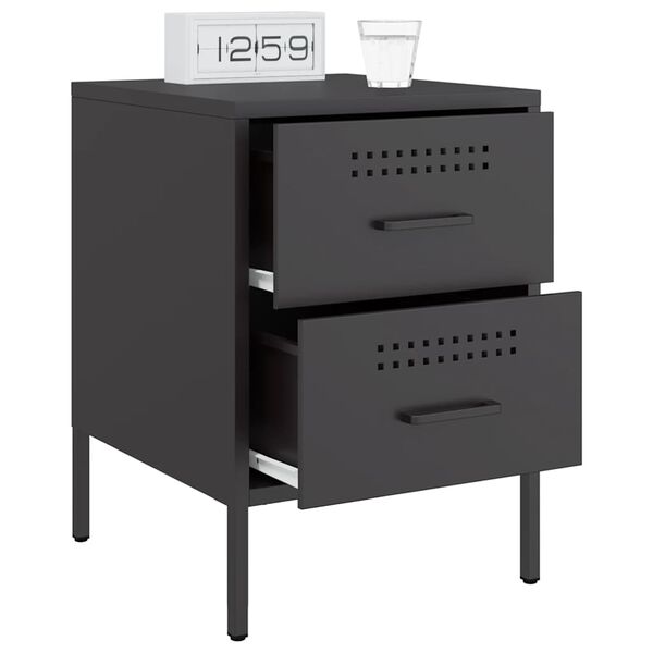 vidaXL Bedside Cabinets 2 pcs Black 36x39x50.5 cm Steel