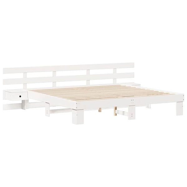 vidaXL Bed Frame with Headboard White 200 x 200 cm Solid Pine Wood