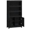 vidaXL Highboard Black 80x35x154 cm Solid Wood Pine
