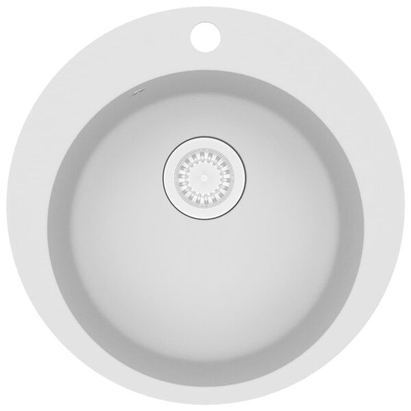 vidaXL Granite Kitchen Sink Single Basin Round White