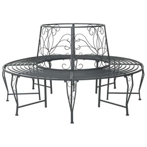 vidaXL Tree Bench 8-Seater &Oslash; 160 x 89 cm Steel Silver Grey Round