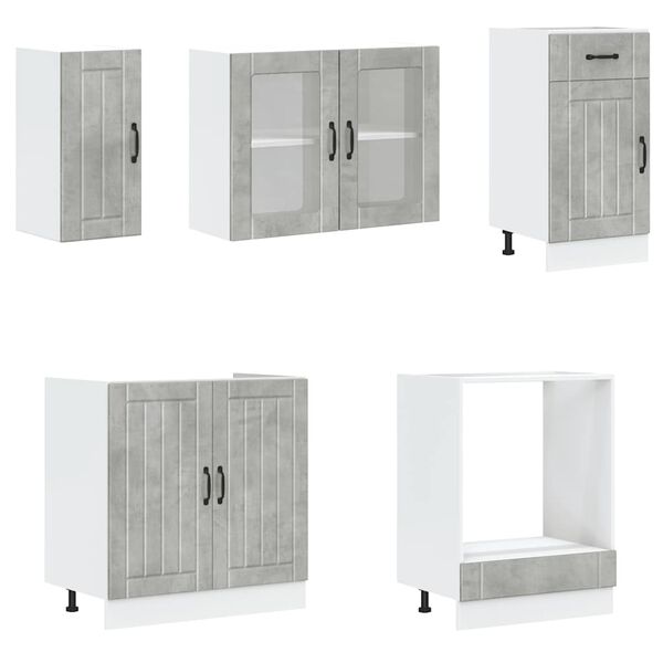 vidaXL 8 Piece Kitchen Cabinet Set Lucca Concrete Grey Engineered Wood