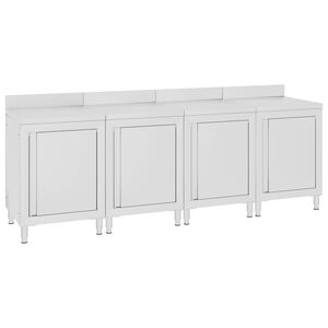vidaXL Commercial Work Table Cabinet 240x60x96 cm Stainless Steel