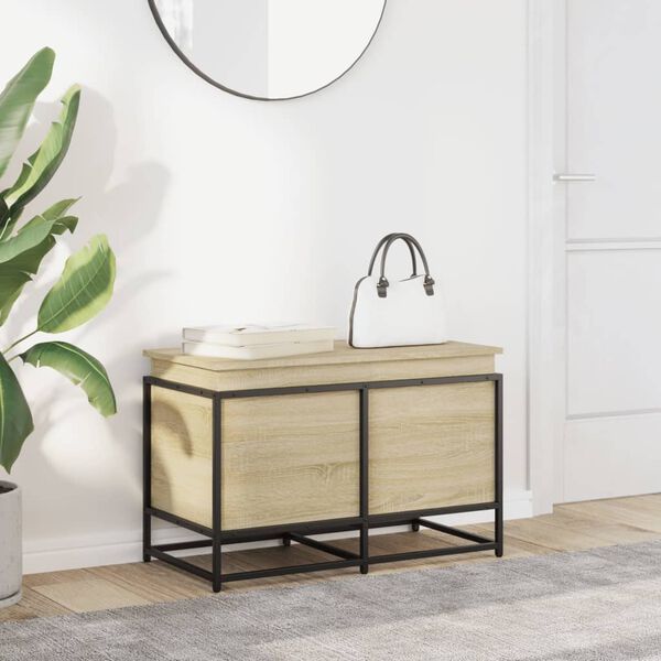 vidaXL Storage Box with Lid Sonoma Oak 80x40x51.5 cm Engineered Wood