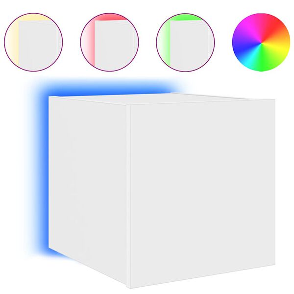 vidaXL TV Wall Cabinet with LED Lights White 30.5x35x30 cm