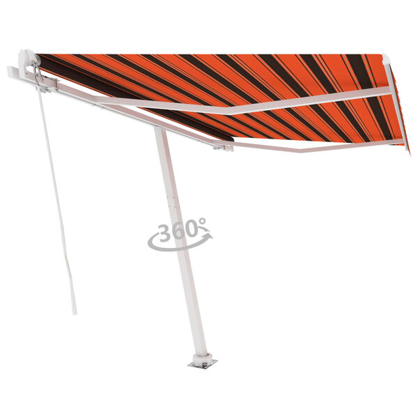 vidaXL Freestanding Manual Retractable Awning 300x250 cm Orange/Brown