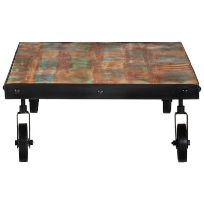 vidaXL Coffee Table with Wheels 100x60x26 cm Solid Wood Reclaimed