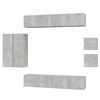 vidaXL 8 Piece TV Cabinet Set Concrete Grey Engineered Wood