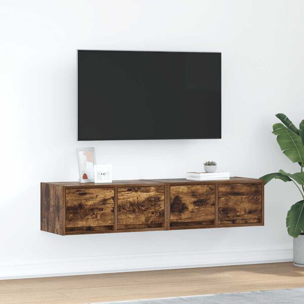 vidaXL TV Cabinets 2 pcs Smoked Oak 60x31x25.5 cm Engineered Wood