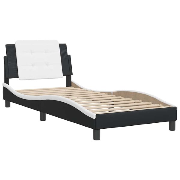 vidaXL Bed Frame without Mattress "Zadar" Black and White 100x200 cm Faux Leather