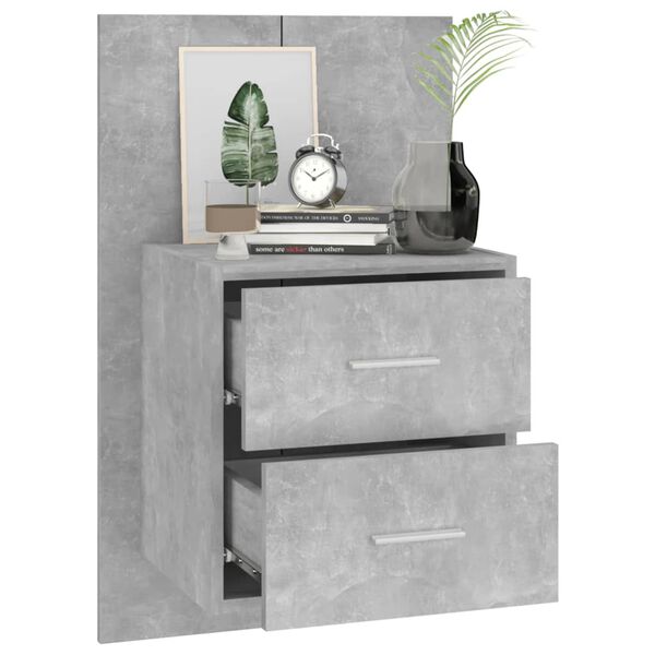 vidaXL Wall-mounted Bedside Cabinets 2 pcs Concrete Grey