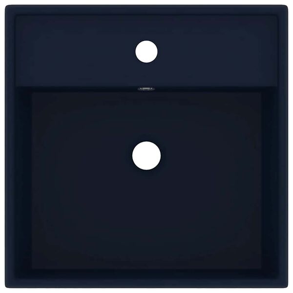 vidaXL Luxury Basin Overflow Square Matt Dark Blue 41x41 cm Ceramic