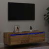 vidaXL TV Cabinet with LED Lights Old Wood 100X35.5x25 cm