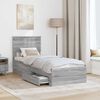 vidaXL Bed Frame Grey Sonoma and Silver 75 x 190 cm Engineered Wood