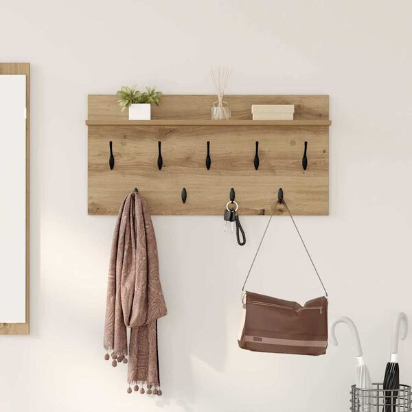 vidaXL Wall-Mounted Coat Rack with Shelf Artisan oak 80 x 40 x 12 cm