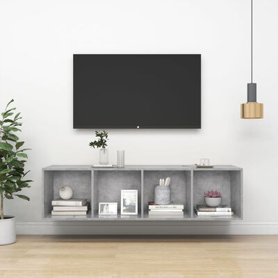 vidaXL Wall-mounted TV Cabinet Concrete Grey 37x37x142.5 cm Engineered Wood