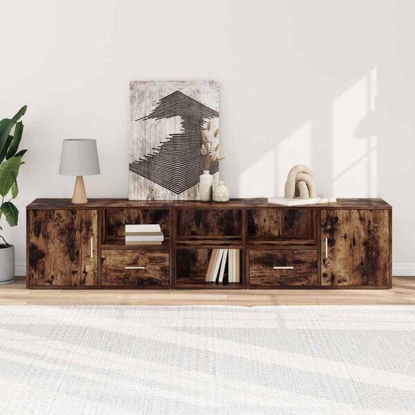 vidaXL Corner Cabinet Smoked Oak 200x40x45 cm Engineered Wood