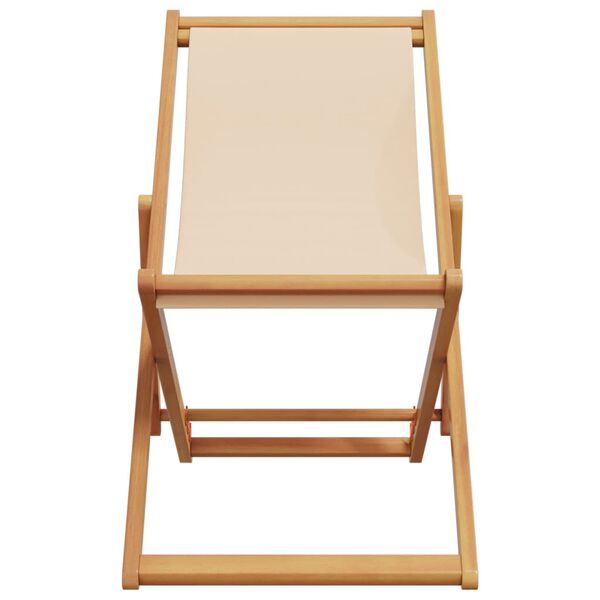 vidaXL Folding Beach Chairs 2 pcs Beige Fabric and Solid Wood