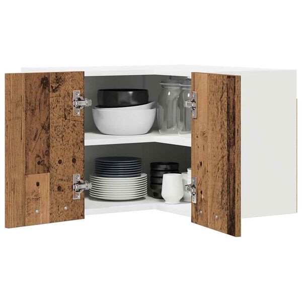 vidaXL Hanging Cabinet with Storage Old Wood and White 57 x 57 x 40 cm