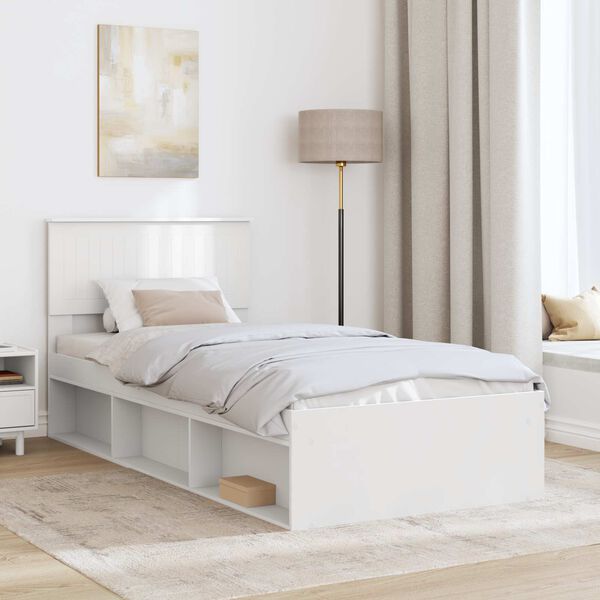 vidaXL Bed Frame with Headboard White 90 x 190 cm Solid Pine Wood