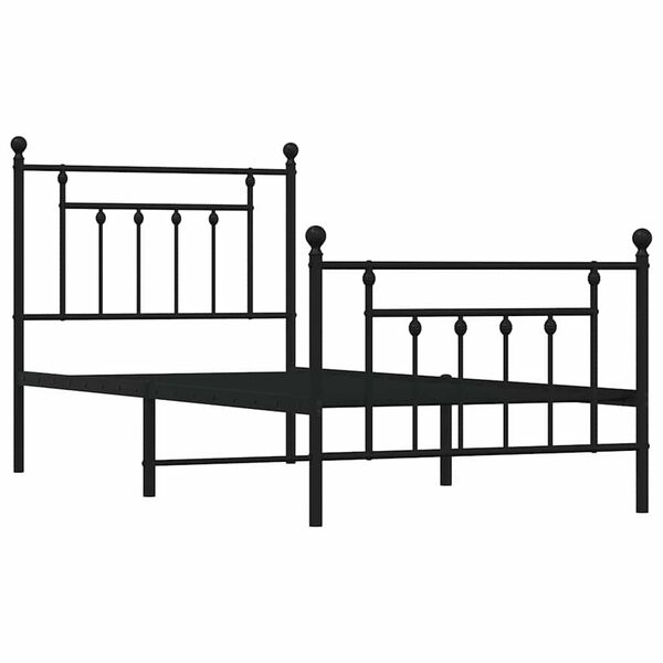 vidaXL Metal Bed Frame without Mattress with Footboard Black 90x190cm