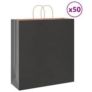 vidaXL Paper Bags 50 pcs with Handles Black 45x17x48 cm