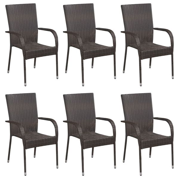 vidaXL 7 Piece Garden Dining Set Poly Rattan Brown