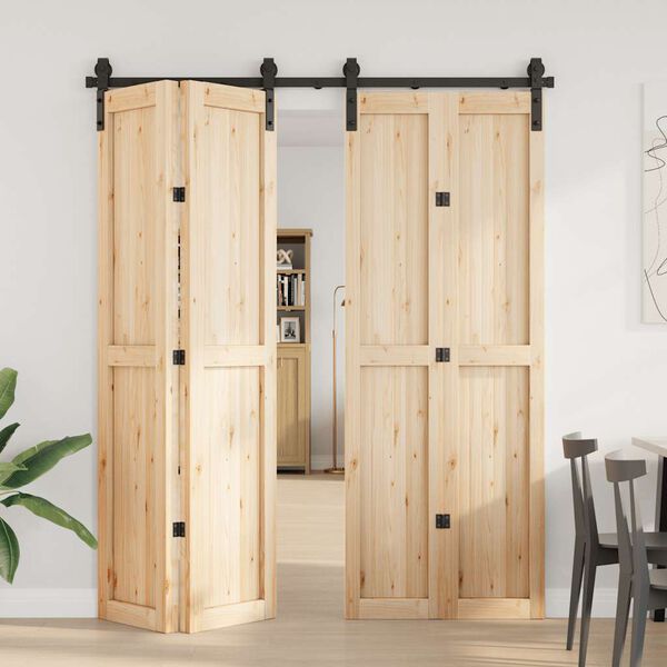 vidaXL Sliding Door Hardware Kit 183 cm Steel Black