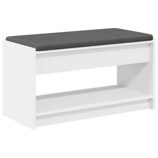 vidaXL Hall Bench White 83 x 38 x 45 cm Engineered Wood and Fabric