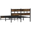 vidaXL Metal Bed Frame without Mattress Smoked Oak 135x190 cm Double