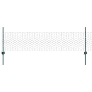 vidaXL Hexagonal Fence with Post 100 x 0.5 m PVC-Coated Steel Green