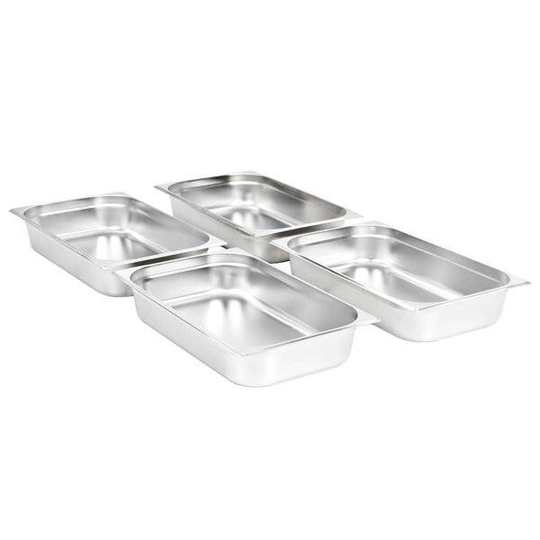vidaXL Gastronorm Containers 4 pcs GN 1/1 100 mm Stainless Steel